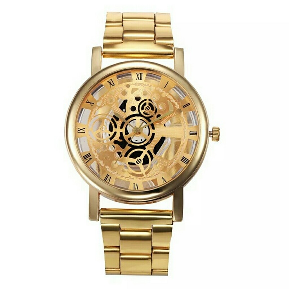 BNIP LUXURY MEN'S SKELETON STAINLESS STEEL WATCH - Picture 3 of 4